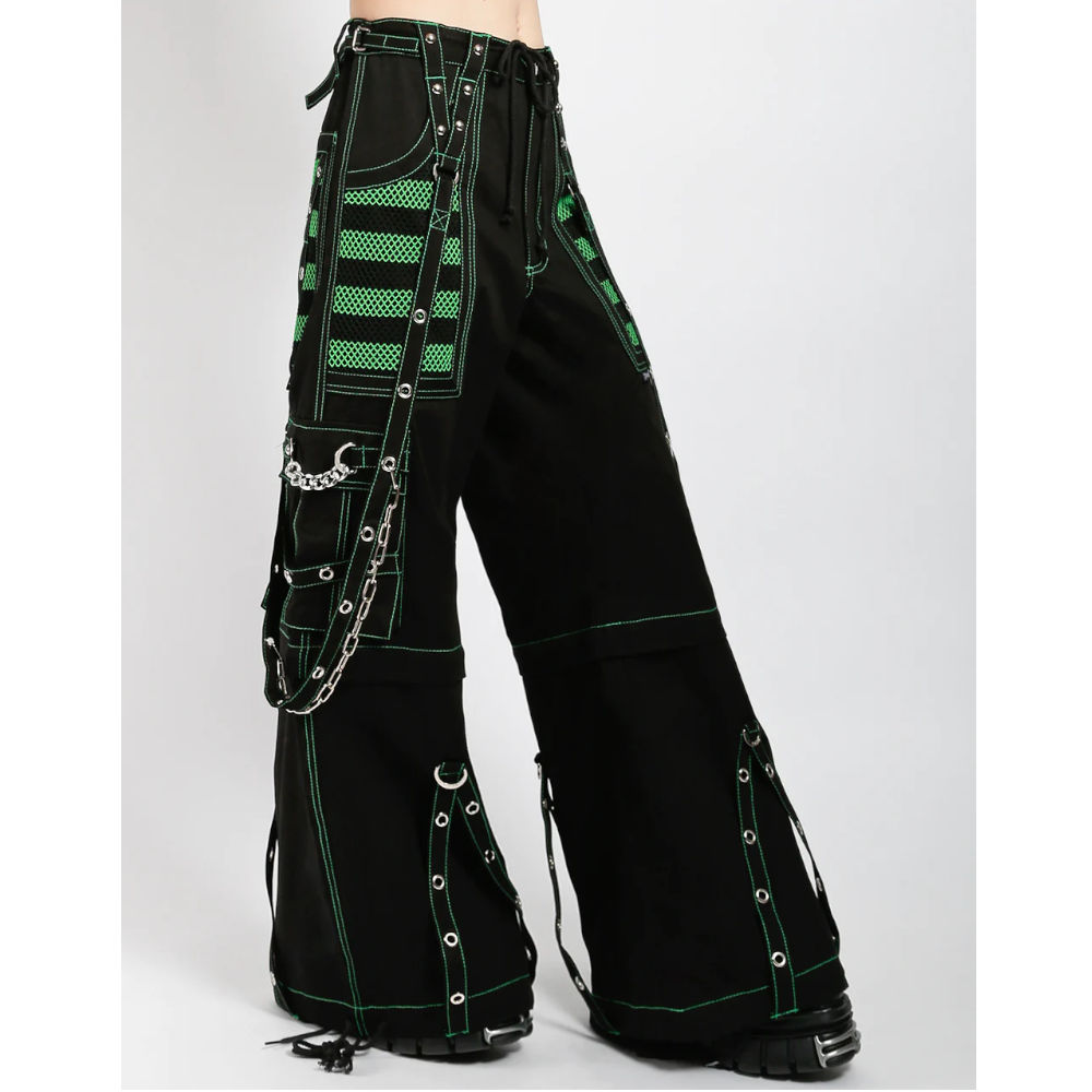 Tripp NYC - Electro Pantalon large - Fermeture Ã©clair - Noir/Vert